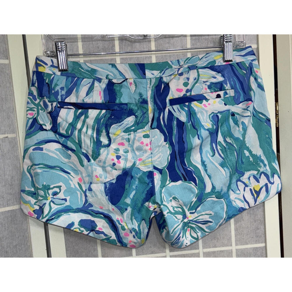Lilly Pulitzer Shorts Womens Size 2 The Callahan Pink Blue Green Floral Cotton - Picture 2 of 11